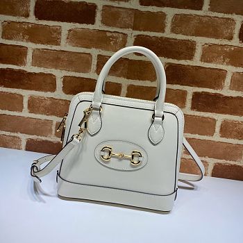 Gucci Lady Horsebit 1995 Handle Bag In White Leather 62122 Size 25cm