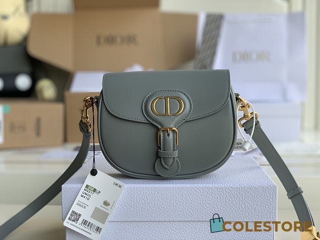Dior Bobby Bag In Blue Grey Leather M8010 Size 18x14x5cm - 1
