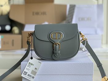Dior Bobby Bag In Blue Grey Leather M8010 Size 18x14x5cm