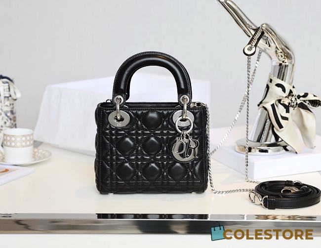 Lady Dior Mini Black Canage Lambskin M0505 Size 17cm - 1