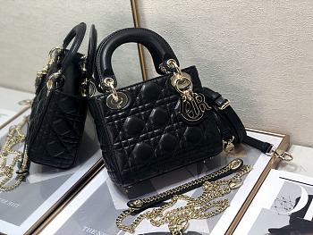 Lady Dior Mini Black Canage Lambskin With Gold Hardware M0505 Size 17cm