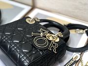 Lady Dior Mini Black Canage Lambskin With Gold Hardware M0505 Size 17cm - 6