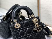 Lady Dior Mini Black Canage Lambskin With Gold Hardware M0505 Size 17cm - 4