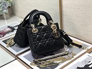 Lady Dior Mini Black Canage Lambskin With Gold Hardware M0505 Size 17cm - 3