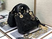 Lady Dior Mini Black Canage Lambskin With Gold Hardware M0505 Size 17cm - 2