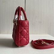 Lady Dior Mini Red Canage Lambskin With Gold Hardware M0505 Size 17cm - 5