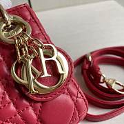 Lady Dior Mini Red Canage Lambskin With Gold Hardware M0505 Size 17cm - 2