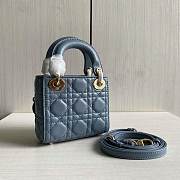 Lady Dior Mini Blue Canage Lambskin With Gold Hardware M0505 Size 17cm - 1