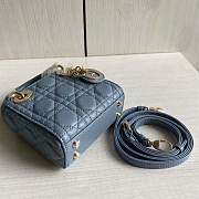 Lady Dior Mini Blue Canage Lambskin With Gold Hardware M0505 Size 17cm - 5