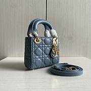 Lady Dior Mini Blue Canage Lambskin With Gold Hardware M0505 Size 17cm - 2