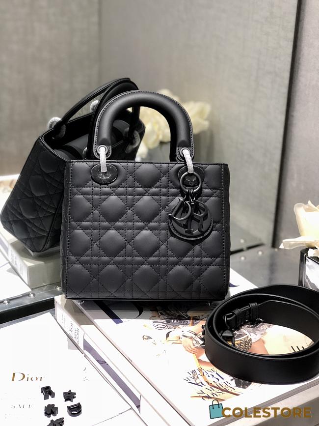 Lady Dior Mini Beige Canage Lambskin With Black Hardware M0505 Size 20x16.5x8cm - 1