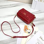 Dior Caro Double Pouch In Red S5037 Size 19x10.5x5cm - 5