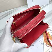 Dior Caro Double Pouch In Red S5037 Size 19x10.5x5cm - 3