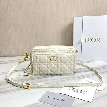 Dior Caro Double Pouch In White S5037 Size 19x10.5x5cm