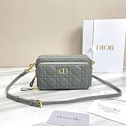 Dior Caro Double Pouch In Blue Grey S5037 Size 19x10.5x5cm - 1