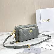 Dior Caro Double Pouch In Blue Grey S5037 Size 19x10.5x5cm - 6