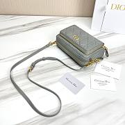 Dior Caro Double Pouch In Blue Grey S5037 Size 19x10.5x5cm - 4