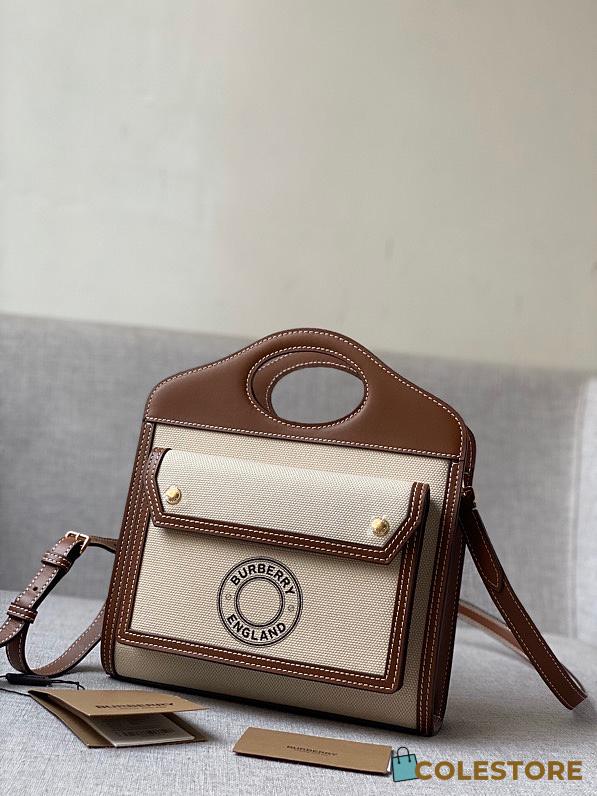 Burberry Mini Logo Pocket Bag In Brown 80317 Size 23x7x18cm - 1