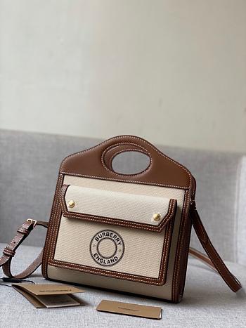 Burberry Mini Logo Pocket Bag In Brown 80317 Size 23x7x18cm