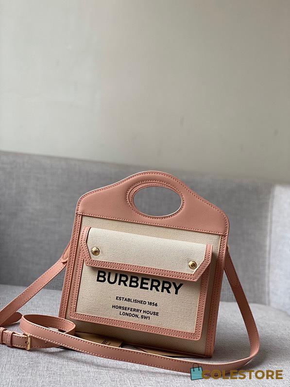 Burberry Mini Twon Tone Pocket Bag In Pink 80317 Size 23x7x18cm - 1