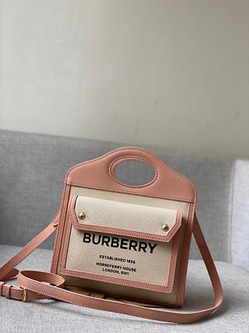 Burberry Mini Twon Tone Pocket Bag In Pink 80317 Size 23x7x18cm