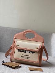 Burberry Mini Twon Tone Pocket Bag In Pink 80317 Size 23x7x18cm - 5