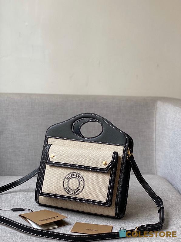 Burberry Mini Twon Tone Pocket Bag In Black 80317 Size 23x7x18cm - 1