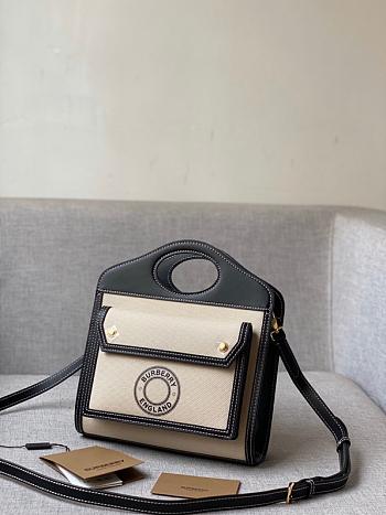 Burberry Mini Twon Tone Pocket Bag In Black 80317 Size 23x7x18cm