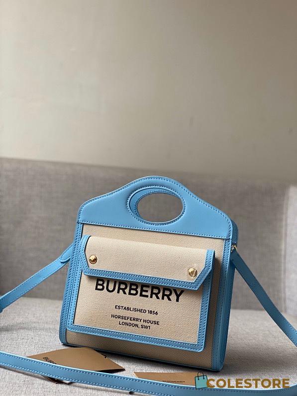 Burberry Mini Twon Tone Pocket Bag In Blue 80317 Size 23x7x18cm - 1