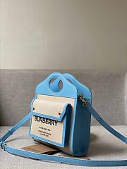 Burberry Mini Twon Tone Pocket Bag In Blue 80317 Size 23x7x18cm - 6