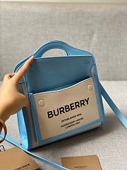 Burberry Mini Twon Tone Pocket Bag In Blue 80317 Size 23x7x18cm - 5