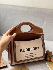 Burberry Mini Twon Tone Pocket Bag In Brown 80317 Size 23x7x18cm - 2