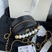 Chanel Pearl Round Clutch In Black Calfskin Quilted Leather AP0999 Size 12x12x4.5cm - 6