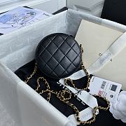 Chanel Pearl Round Clutch In Black Calfskin Quilted Leather AP0999 Size 12x12x4.5cm - 5