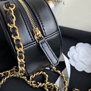 Chanel Pearl Round Clutch In Black Calfskin Quilted Leather AP0999 Size 12x12x4.5cm - 4