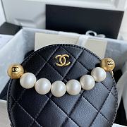Chanel Pearl Round Clutch In Black Calfskin Quilted Leather AP0999 Size 12x12x4.5cm - 3
