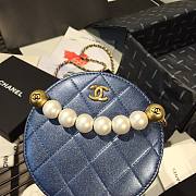 Chanel Pearl Round Clutch In Blue Calfskin Quilted Leather AP0999 Size 12x12x4.5cm - 6