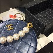 Chanel Pearl Round Clutch In Blue Calfskin Quilted Leather AP0999 Size 12x12x4.5cm - 4