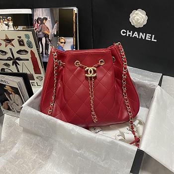 Chanel Small Bucket Bag In Red AS2836 Size 32x24x8.5cm