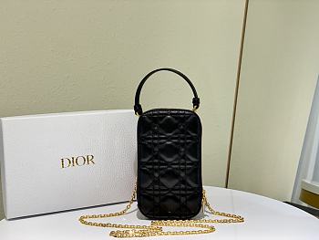 Lady Dior Phone Holder Cannage Lambskin In Black S0872 