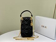 Lady Dior Phone Holder Cannage Lambskin In Black S0872  - 3