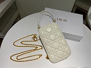 Lady Diaor Phone Holder Cannage Lambskin In White S0872 Size 18x10.5x2.5cm - 6