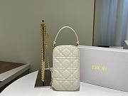 Lady Diaor Phone Holder Cannage Lambskin In White S0872 Size 18x10.5x2.5cm - 5