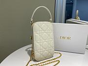 Lady Diaor Phone Holder Cannage Lambskin In White S0872 Size 18x10.5x2.5cm - 3
