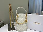 Lady Diaor Phone Holder Cannage Lambskin In White S0872 Size 18x10.5x2.5cm - 2
