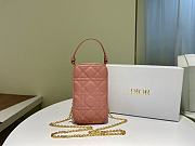 Lady Dior Phone Holder Cannage Lambskin In Pink S0872 Size 18x10.5x2.5cm - 1