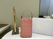 Lady Dior Phone Holder Cannage Lambskin In Pink S0872 Size 18x10.5x2.5cm - 3