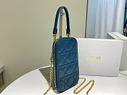 Lady Dior Phone Holder Cannage Lambskin In Blue S0872 Size 18x10.5x2.5cm - 6