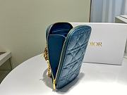 Lady Dior Phone Holder Cannage Lambskin In Blue S0872 Size 18x10.5x2.5cm - 5