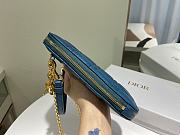 Lady Dior Phone Holder Cannage Lambskin In Blue S0872 Size 18x10.5x2.5cm - 4